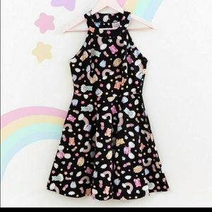 Care Bear x Pusheen Black Pastel Skater Dress